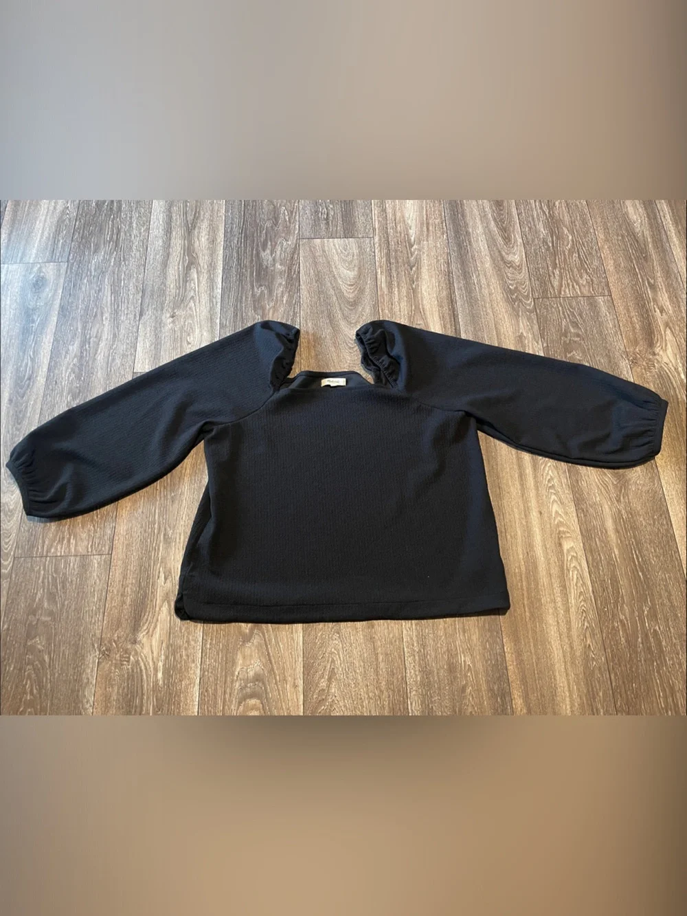 Madewell Black Puff-Sleeve Top size XL